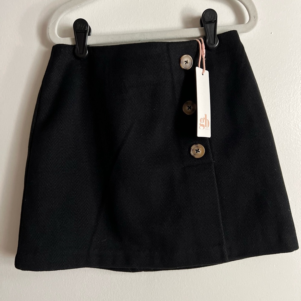 GB Girls Black Asymmetrical A-Line Mini Skirt